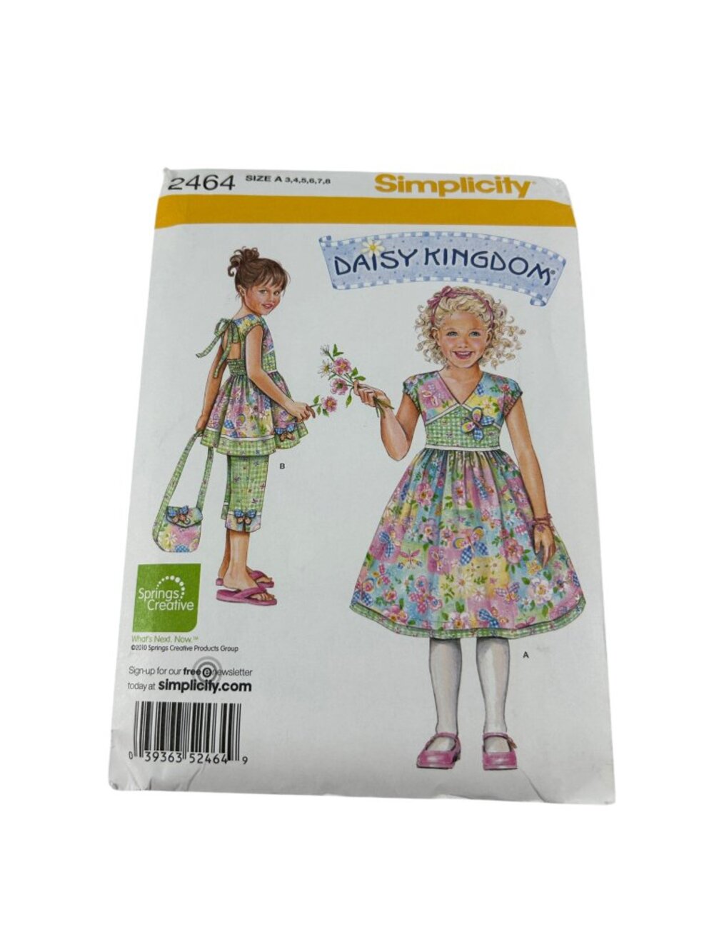 Simplicity 2464 Daisy Kingdom Girls Dress Capri Pants Purse Pattern 3-8 Cut